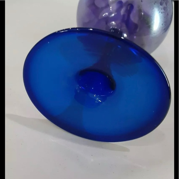Beautiful Set Of Three Purple/Blue Hand Blown Glass Oil Diffusers - Picture 5 of 11
